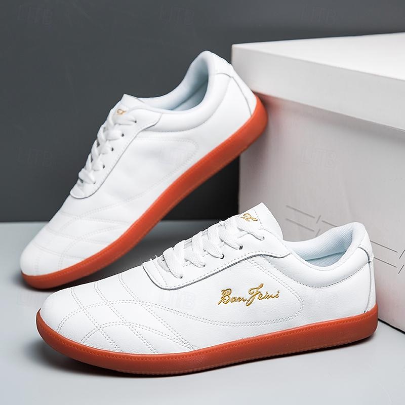 vita lädersneakers för män - snygga vardagsskor med orange sula för vardagsbruk 2025 - $34.99 –P1