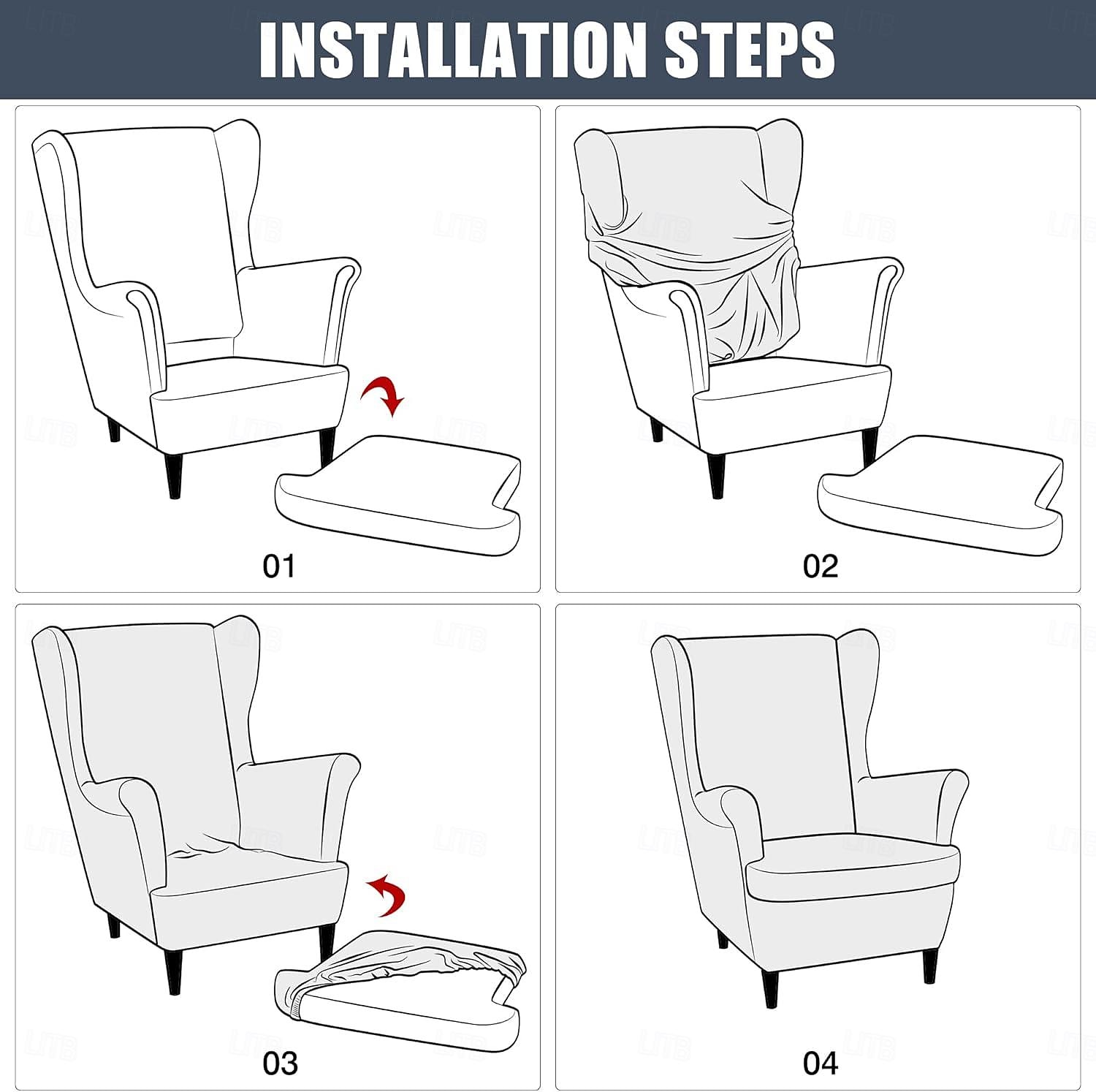Capa de Cadeira Wingback em Linho com Capa de Braço Lavável à Máquina Secável de 2025 por $209.59 –P1