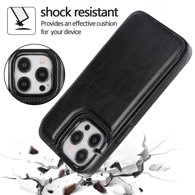 telefon Ügy Kompatibilitás iPhone 16 iPhone 15 Pro Max Plus iPhone 14 13 12 11 Pro Max Plus Mini SE Fekete tok Állvánnyal Mágneses Kártyahely Retro TPU PU bőr 2025 - $16.99 –P2