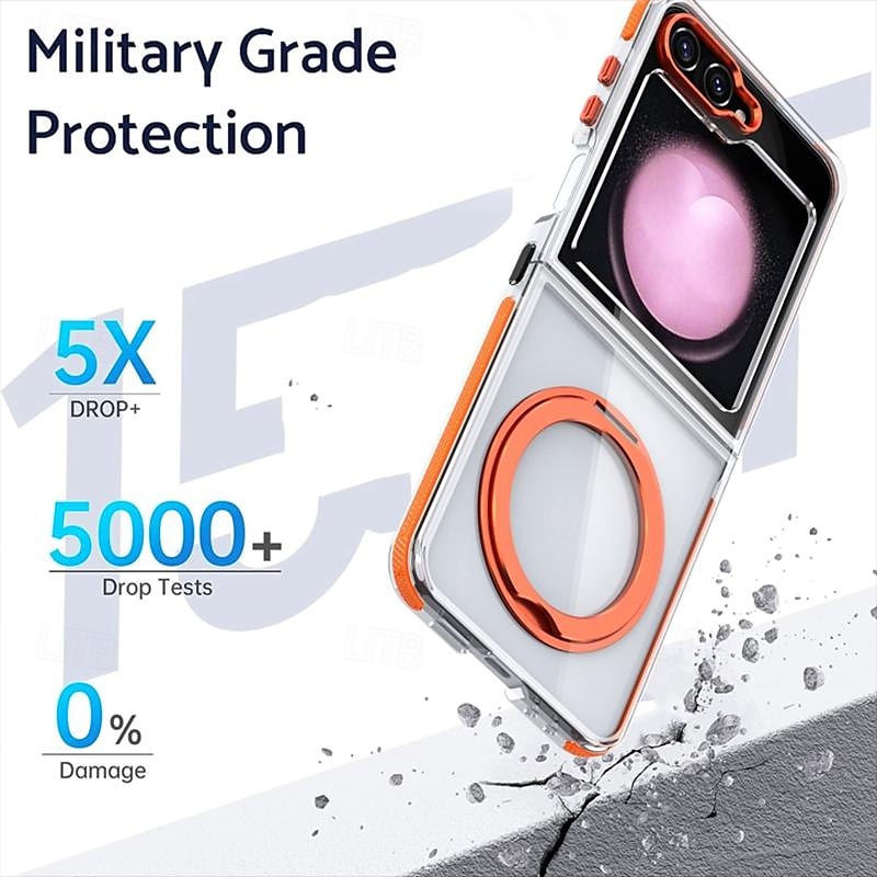 Phone Case For Samsung Galaxy Z Flip 7 Z Flip 6 Z Flip 5 Back Cover with Stand Holder Transparent Non-Yellowing TPU Acrylic 2025 - $21.99 –P11
