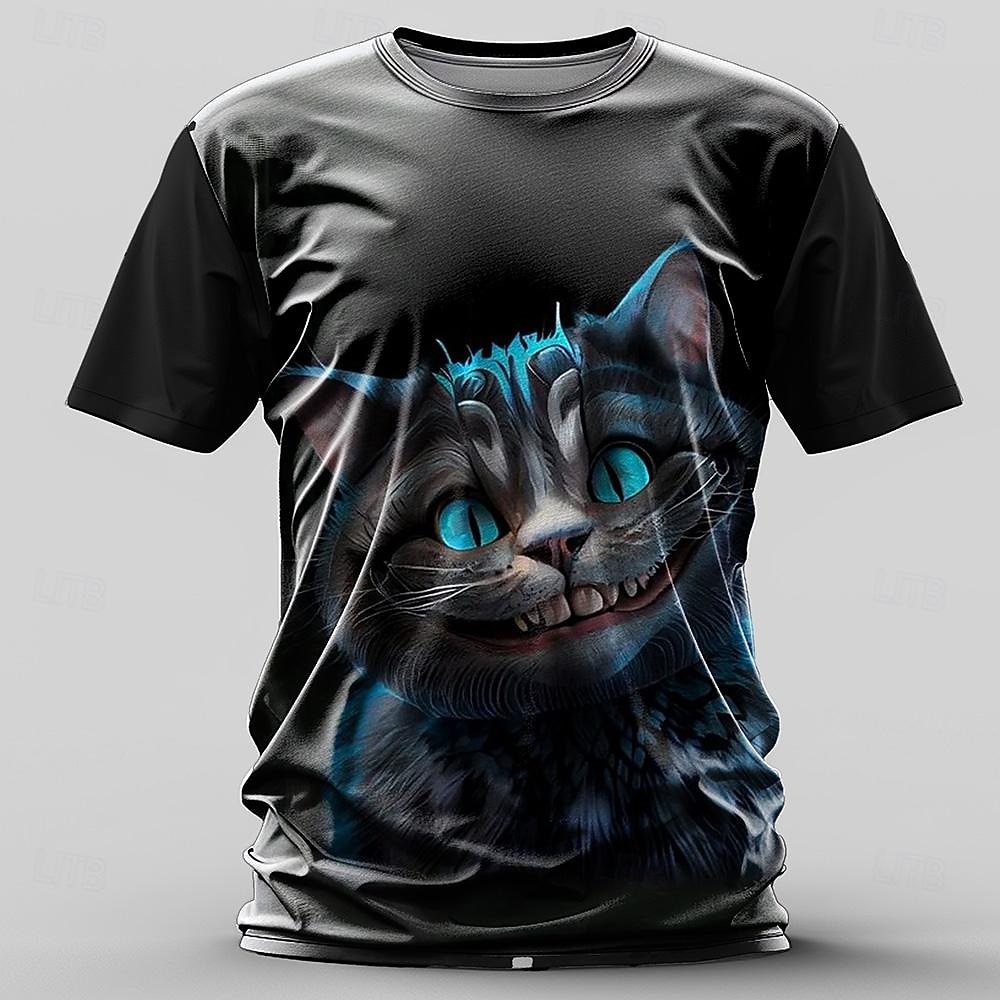 Męskie Graficzny Kot Podkoszulek Krótki rękaw Podkoszulek Druk 3D Półgolf Koszula Retro / vintage Codzienny Styl uliczny Sporty na świeżym powietrzu Święto Wyjściowe Czarny 1 Czarny Wiosna i lato 2026 - $19.49 –P4