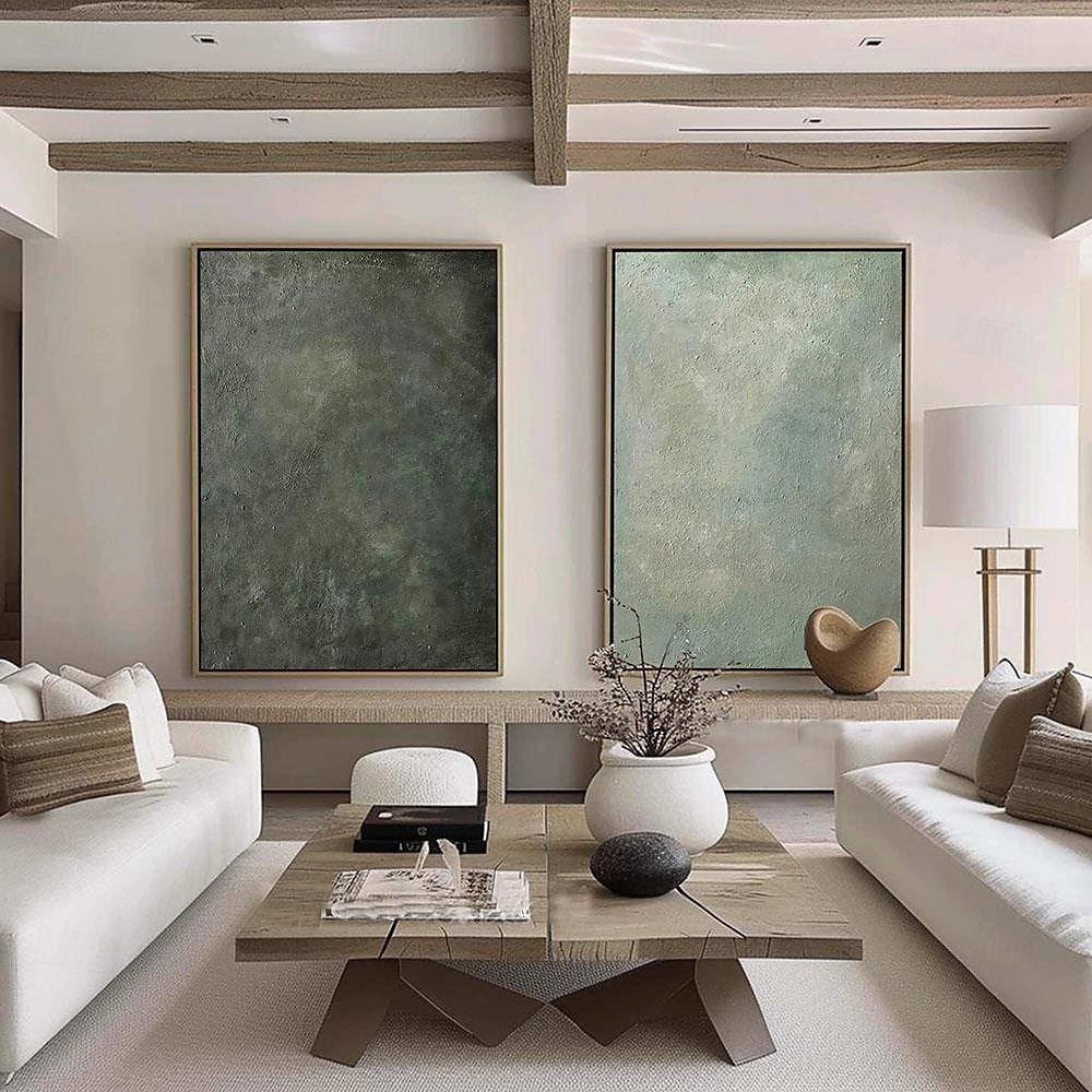 großes grünes Strukturgemälde, handgemalt, dunkelgrünes abstraktes Ölgemälde, handgemachte Wandkunst, Salbeigrün, abstraktes Gemälde, moderne Struktur, Leinwandkunst, grüne Wandkunst, Gemälde 2025 - $125.99 –P6