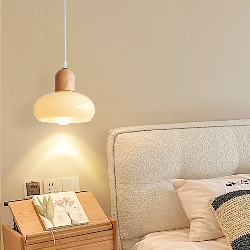 lampada a sospensione a led bianco caldo 1 luce 7w e26/e27 interni in stile francese paralume in vetro lampada a sospensione filo sospeso lampadario a soffitto regolabile comodino soggiorno apparecchi del 2025 a $101.99 –P4