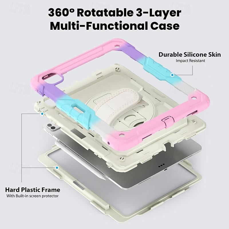 Tablet Case Cover For Apple iPad Air 11"(2024) iPad Air 13"(2024) iPad Pro 11"(2024) iPad Pro 13"(2024) Portable Handle Pencil Holder Camouflage Armor PC Silicone 2025 - $34.99 –P3