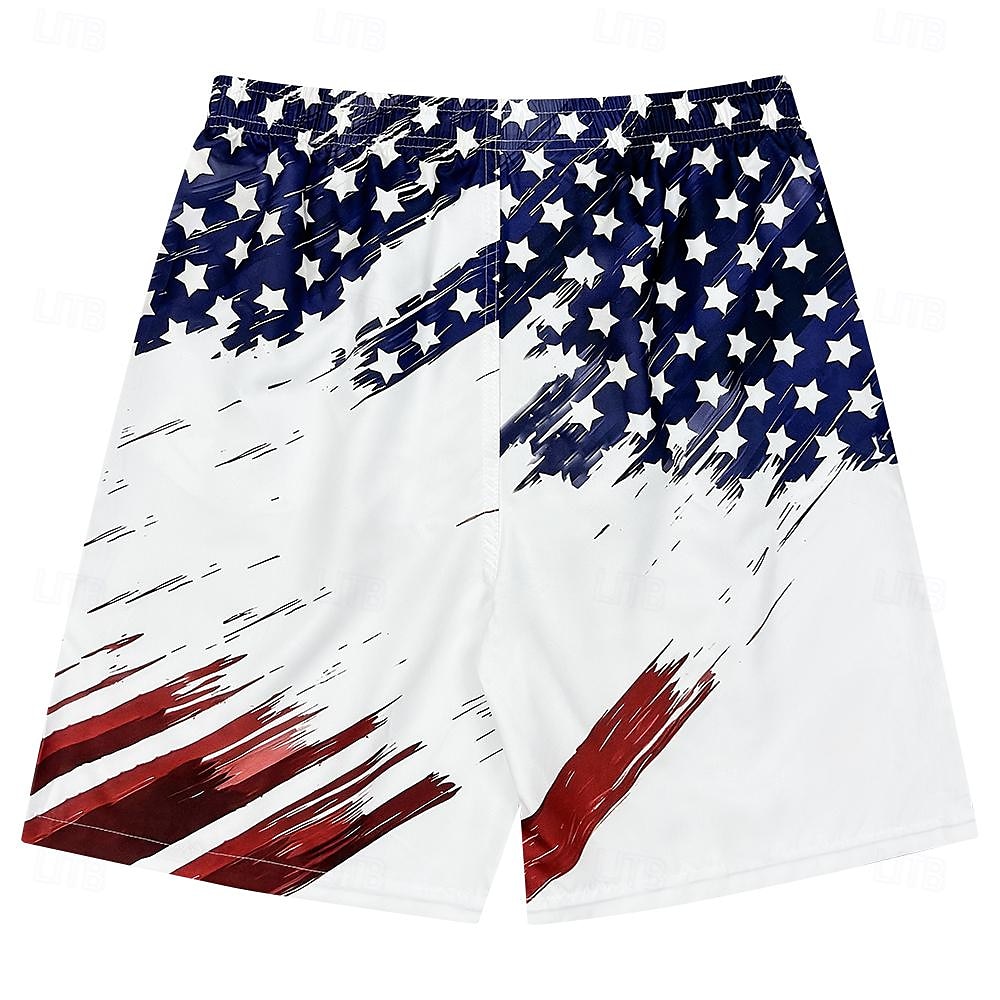 Herren Fahne Amerikanische Flagge Nationalflagge Badeshorts Boardshorts Badeshorts Shorts Kurze Hosen Mittlere Taillenlinie Modisch Strassenmode Hawaiianisch Casual Täglich Festtage Tasche Kordelzug 2025 - $22.99 –P11