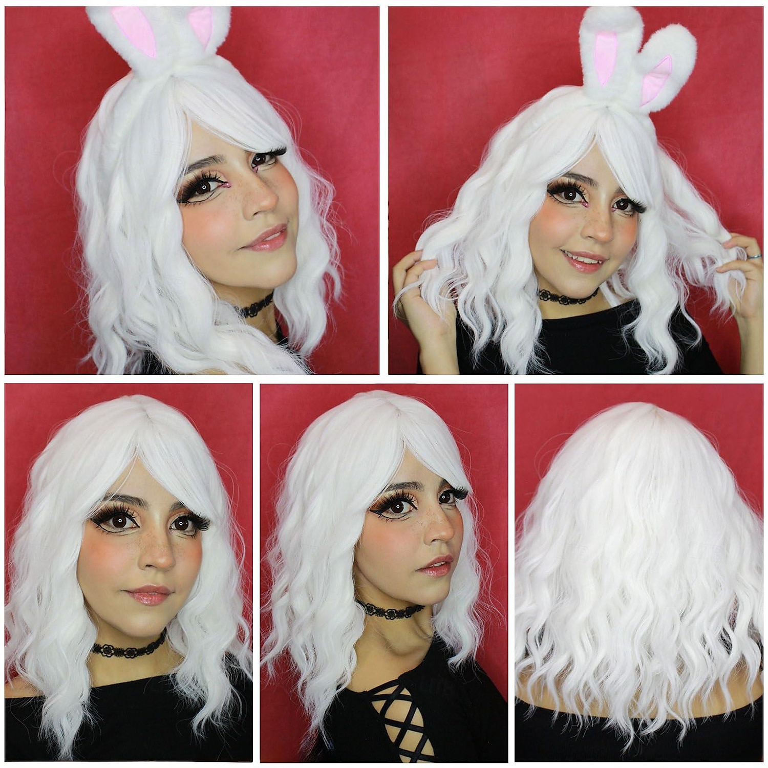 Perruque avec frange pour femmes perruques courtes ondulées et bouclées de 14 pouces perruque de longueur d'épaule perruques de fête cosplay perruques d'Halloween de 2025 ? $18.99 -P6