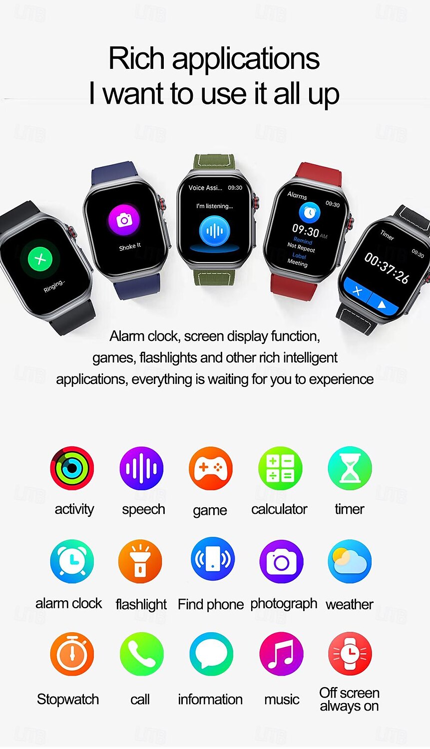 iMosi ET585 Slimme horloge 2.04 inch(es) Smart horloge Bluetooth ECG + PPG Temperatuurbewaking Stappenteller Compatibel met: Android iOS Dames Heren Handsfree bellen Waterbestendig Mediabediening IP68 2025 - $74.99 –P18