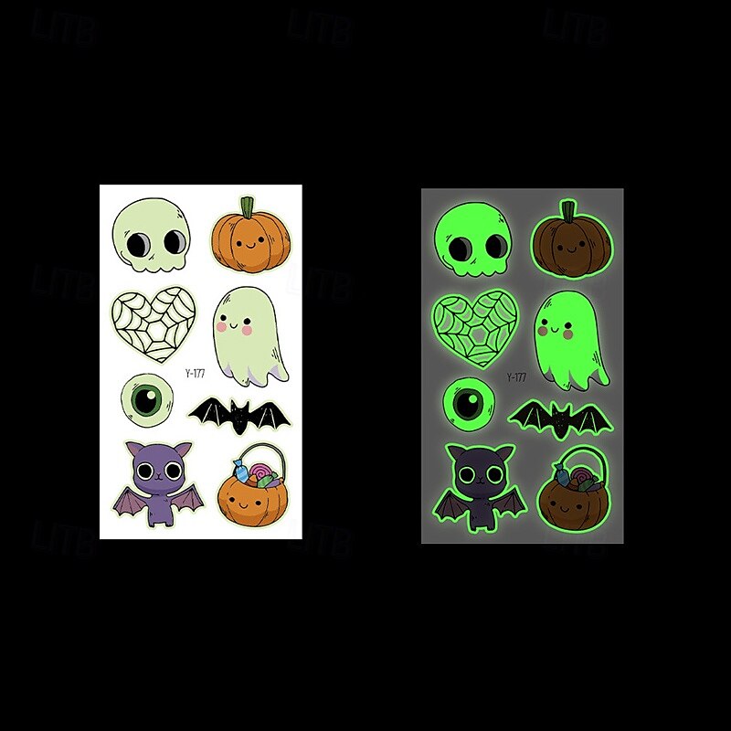 Autocollants de tatouage lumineux en toile d'araignée d'halloween, 10 pièces, autocollants de visage de fête de festival lumineux de dessin animé de 2025 ? $14.49 –P18