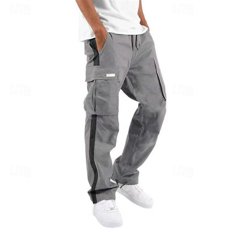 Men's Cargo Pants Cargo Trousers Drawstring Elastic Waist Multi Pocket Stripe Wearable Outdoor Daily Camping & Hiking Fashion Classic Black White 2025 - $26.99 –P6