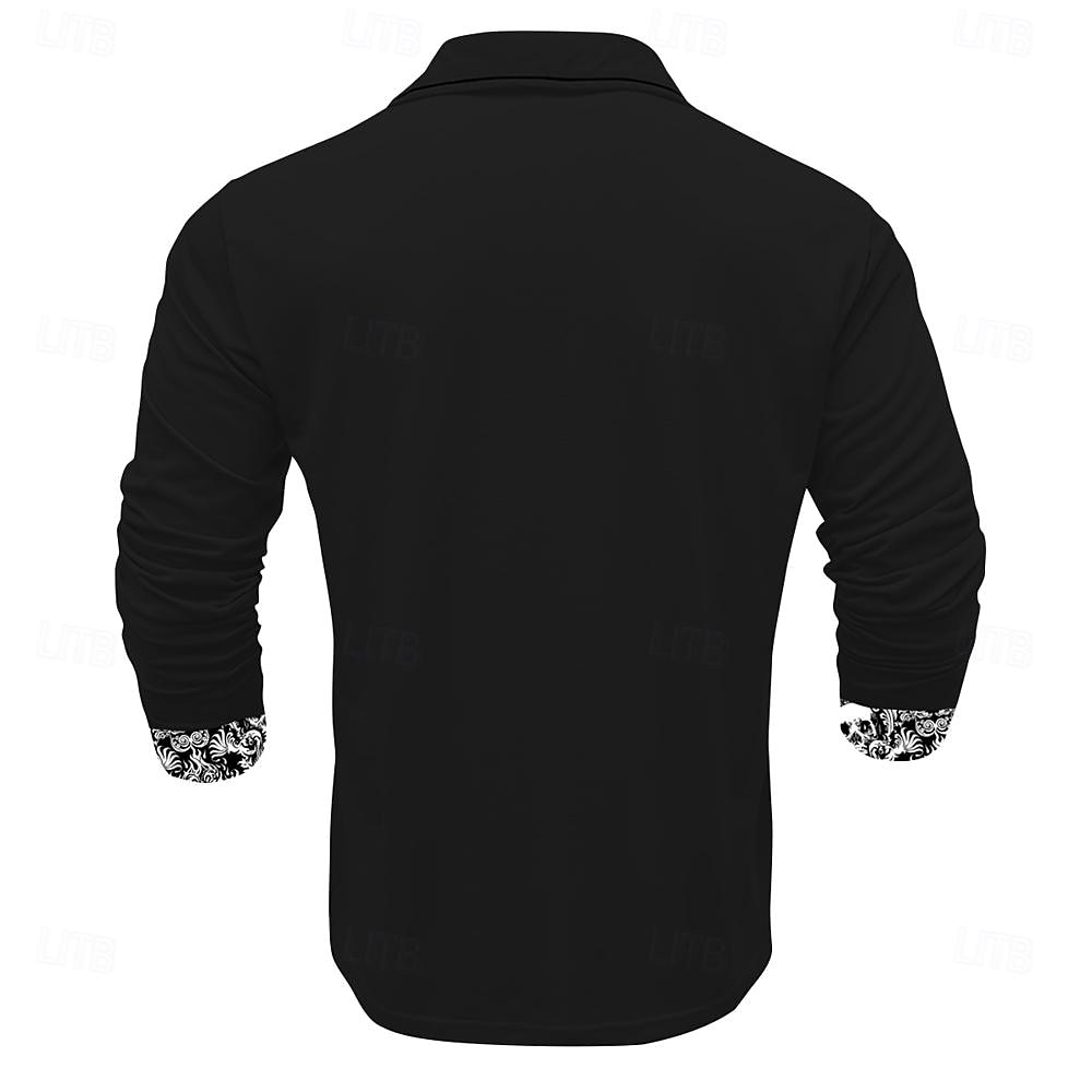 Men's Skull Polo Shirts Golf Shirt Long Sleeve Polo Shirts Collared Shirts Horror Streetwear Festival Wear Party Outfits Buttons 3D Print Fall & Winter Black 2025 - $23.99 –P2