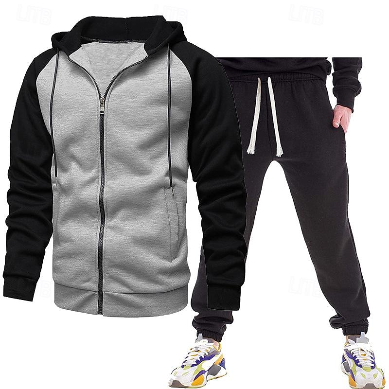 Hombre Tracksuit Vestimenta para correr Correa Bolsillo Bloque de color Chaqueta y Pantalones de Chándal Conjunto de ropa deportiva Otoño Invierno Gris oscuro Negro Entrenamiento de gimnasio Correr 2026 - $34.99 –P3
