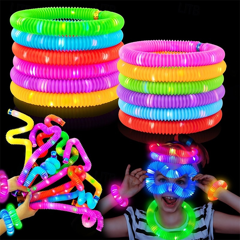tubi pop luminosi per bambini bastoncini luminosi bomboniere per bambini braccialetti elastici con led al neon collane accessori per bambini campo da viaggio campeggio giocattoli divertenti regali per del 2025 a $34.99 –P2