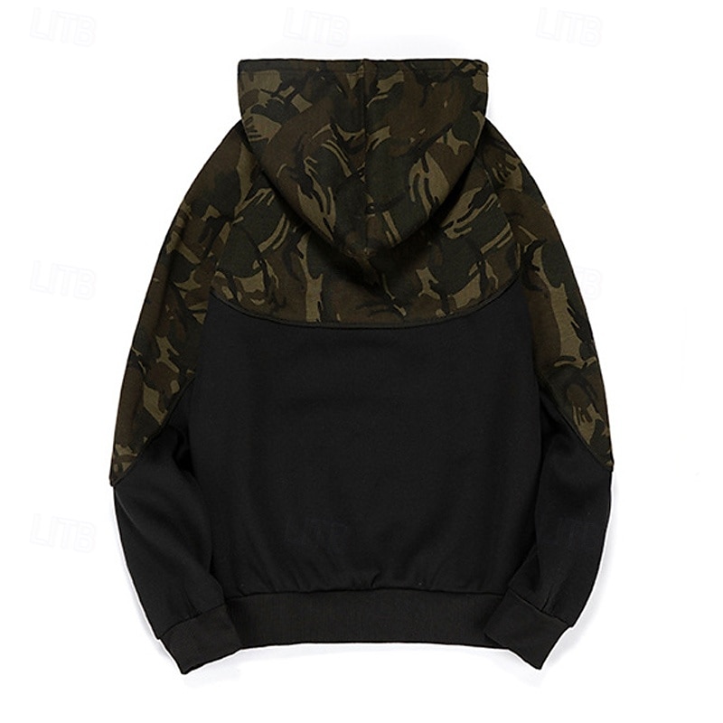 Herr Huvtröja Svart Armégrön Huva Färgblock Kamuflasje Lappverk Ficka Sport & Utomhus Dagligen Helgdag Streetwear Grundläggande Ledigt Vår & Höst Kläder Pull Tröjor 2025 - $26.99 –P10
