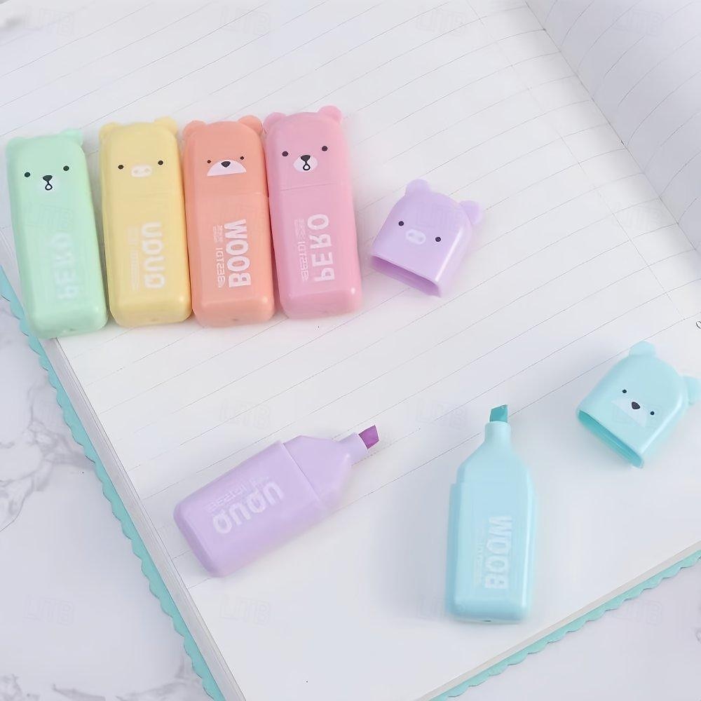 Mini-Textmarker in Bärenform, Farbmarker, Hauptbuchstift, Schulanfang, Schulbedarf, Marker, 6 Stück/Set 2025 - $14.99 –P3