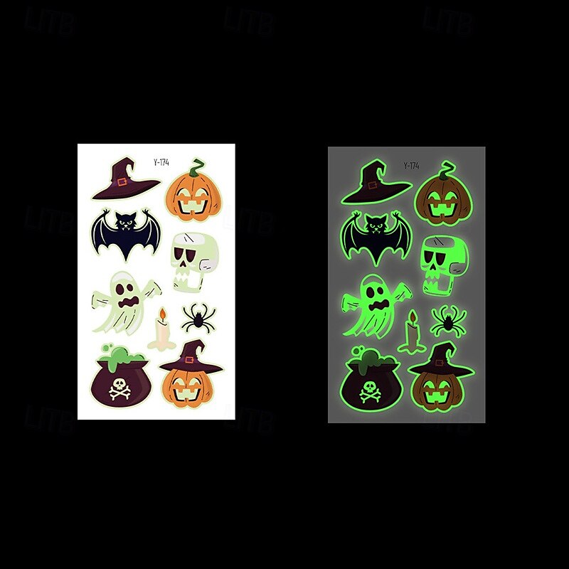 Autocollants de tatouage lumineux en toile d'araignée d'halloween, 10 pièces, autocollants de visage de fête de festival lumineux de dessin animé de 2025 ? $14.49 –P15