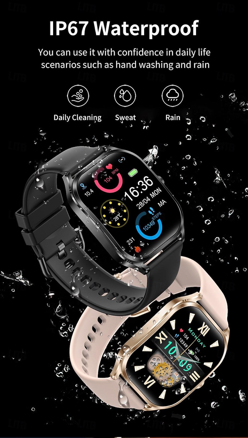 2025年 696 H35 スマートウォッチ 2.02 インチ スマートブレスレット ブルートゥース 歩数計 着信通知 睡眠サイクル計測器 と互換性があります Android iOS 男性 ハンドフリーコール メッセージ受信通知 IP 67 44mmの時計ケース  コレクション – $45.99 –P10