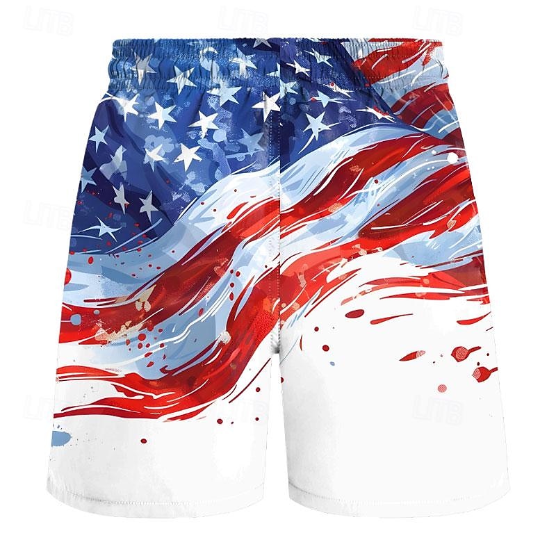 Voor heren Vlag 4 juli, 250e verjaardag van de VS Amerikaanse vlag Lange zwembroeken Zwemshorts Boardshorts Medium Taille Modieus Streetwear Ontwerper Casual Dagelijks Streetwear Trekkoord Zak 2026 - $18.99 –P2