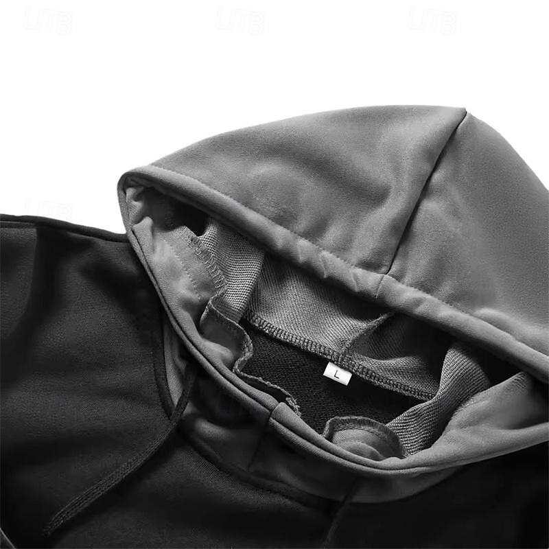 Herr Huvtröja Svart Huva Färgblock Lappverk Ficka Faux tvådelad Sport & Utomhus Dagligen Helgdag Streetwear Grundläggande Ledigt Vår & Höst Kläder Pull Tröjor 2025 - $18.99 –P4