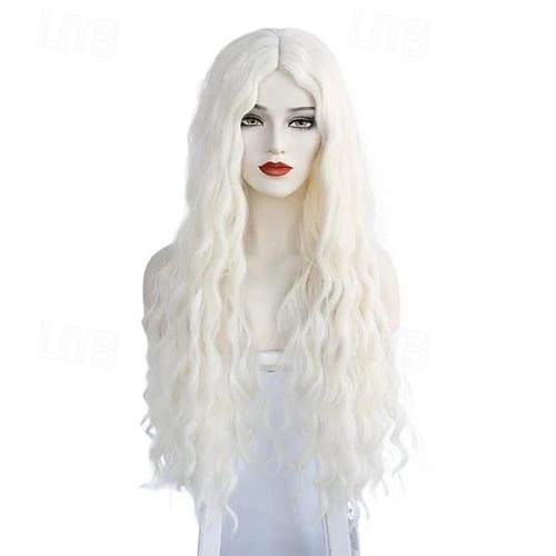 Cosplaypruiken Wit Natuurlijk golvend Synthetisch haar Lang Pruiken Dames Pruiken Voor feest 2026 - $18.99 –P3