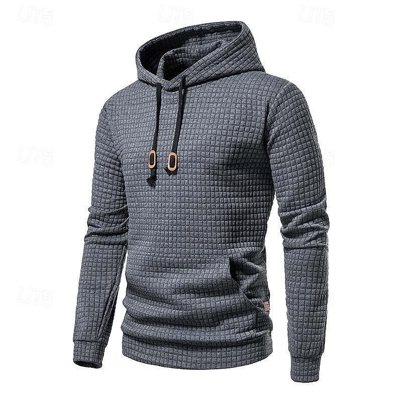 Herr Våffla hoodies Huvtröja Svart Vit Ljusgrå Mörkgrå Huva Slät Ficka Sport & Utomhus Dagligen Helgdag Polyester Streetwear Grundläggande Ledigt Vår & Höst Kläder Pull Tröjor Långärmad 2025 - $24.99 –P3