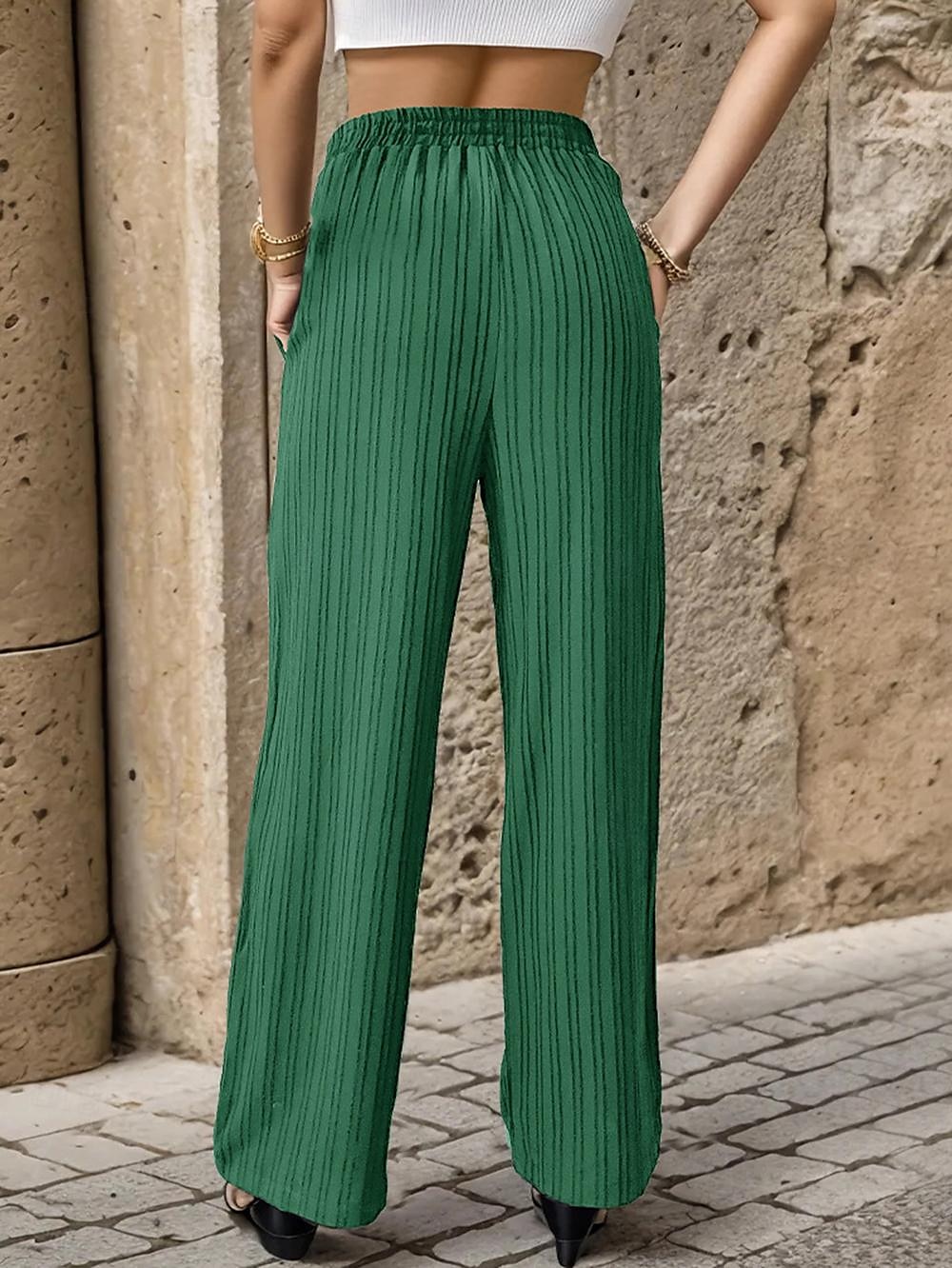 Women's Pants Trousers Fashion Long Plain Side Pockets Elastic Drawstring Design Breathability Comfortable Micro-elastic Casual Daily Black Blue Brown Green Spring & Summer Regular Fit 2025 - $24.99 –P17