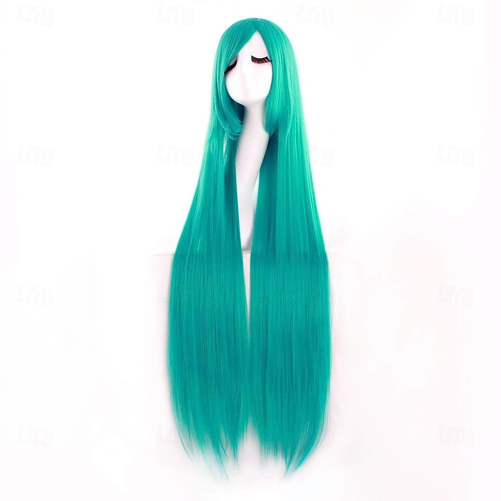 Peruca de Cosplay Longa Lisa com Franja Obliqua de 40 Polegadas 100 cm Perucas de Festa de Halloween de 2025 por GBP £10 –P12