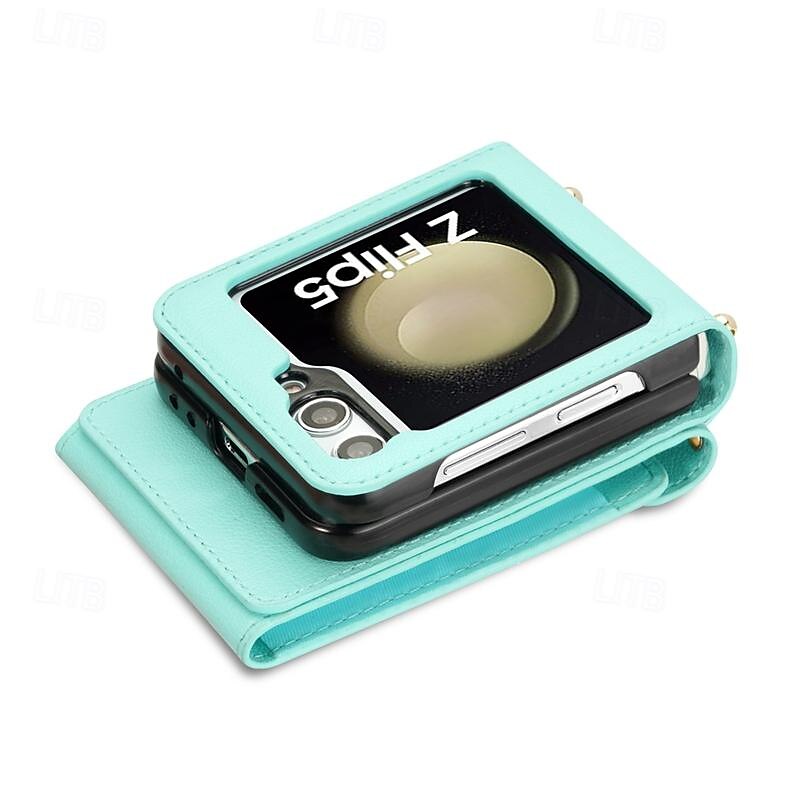 Phone Case For Samsung Galaxy Z Flip 6 Z Flip 5 Z Flip 4 Z Flip 3 Flip Cover Zipper with Lanyard Card Slot Retro PC PU Leather 2025 - $27.99 –P9