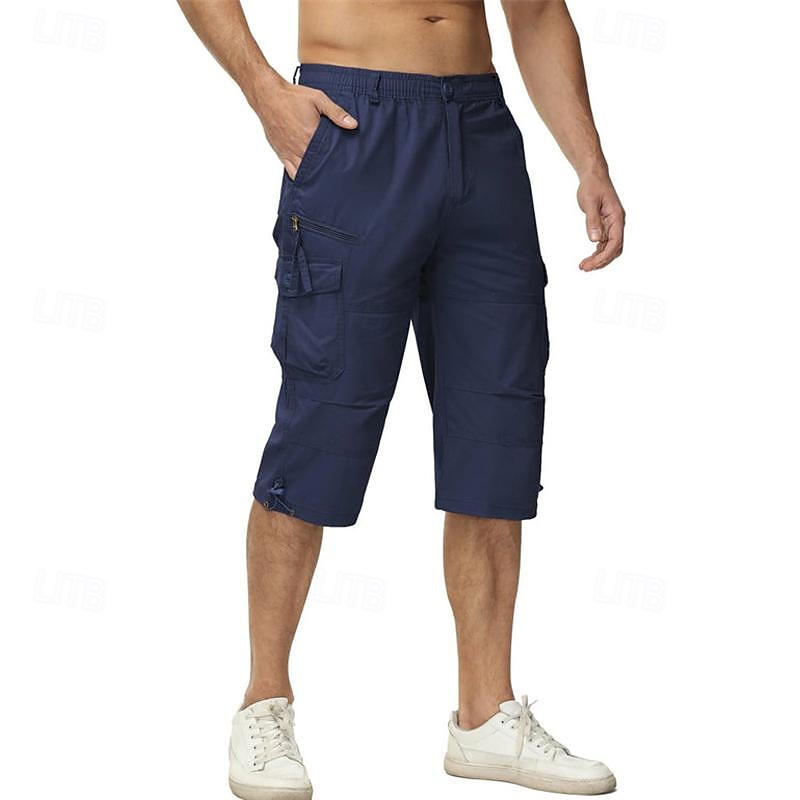 Per uomo Pantaloncini modello cargo Pantaloni modello Capri Maglia da escursione Bottoni Vita elastica Multi tasca Liscio Indossabile Polpaccio Esterno Giornaliero Campeggio e hiking Di tendenza del 2025 a $20.99 –P4