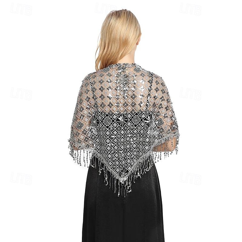 Châle triangle à paillettes pour femmes, enveloppe à franges, cape de soirée, châle de mariée, écharpe pour robes de soirée, fête de 2025 ? $14.99 –P12