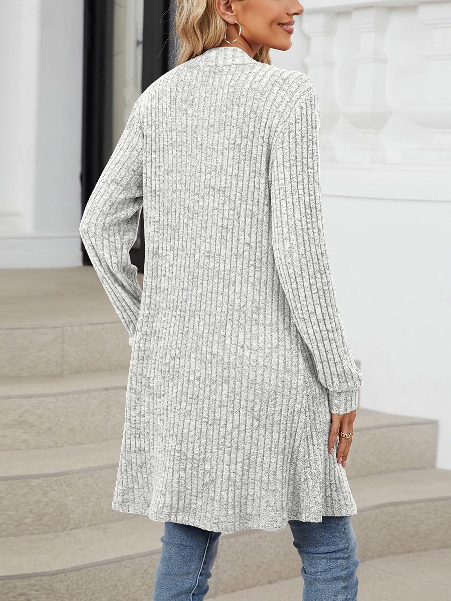 dames vest open voorkant gebreid pocket lente herfst regular daily daily lange mouw effen kleur 2025 - $39.99 –P4