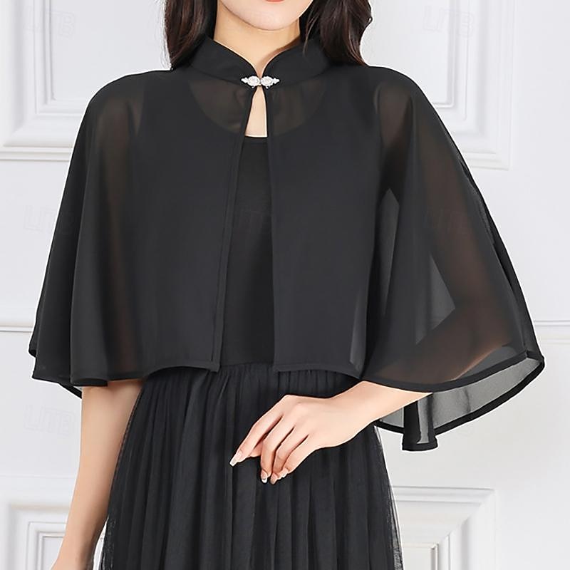 Sjal til kvinner Elegant Luksus Ermeløs Chiffon Bryllup Wrap Med Ren Farge Til Bryllup Sommer 2025 - $20.99 –P6