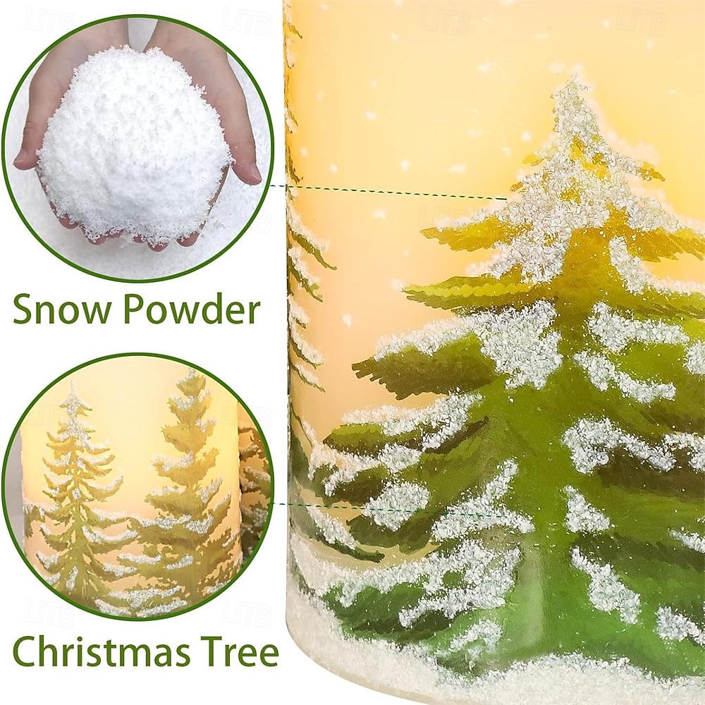 Flameless Candles with Timer Battery Operated Wax Led Pillar Candles Christmas Tree Flickering Candles for Holiday Home Decor Gift Set of 3 2026 - $39.99 –P6