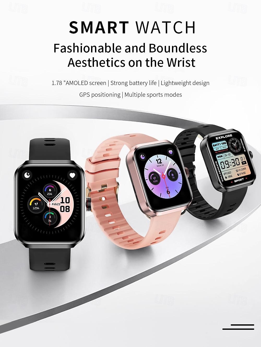 696 NX22 Smart Watch 1.78 inch Smartwatch Fitness Running Watch Bluetooth Pedometer Call Reminder Sleep Tracker Compatible with Android iOS Women Men GPS Hands-Free Calls Message Reminder IP 67 46mm 2025 - $76.99 –P1