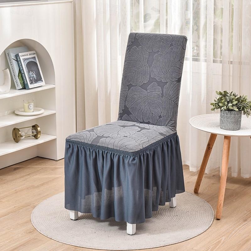 stolsöverdrag med kjolfåll elegant och snygg design mjukt och slitstarkt tyg perfekt för matsal eller speciella tillfällen ger fullt stolskydd lätt att installera och maskintvättbar 2025 - $19.49 –P18