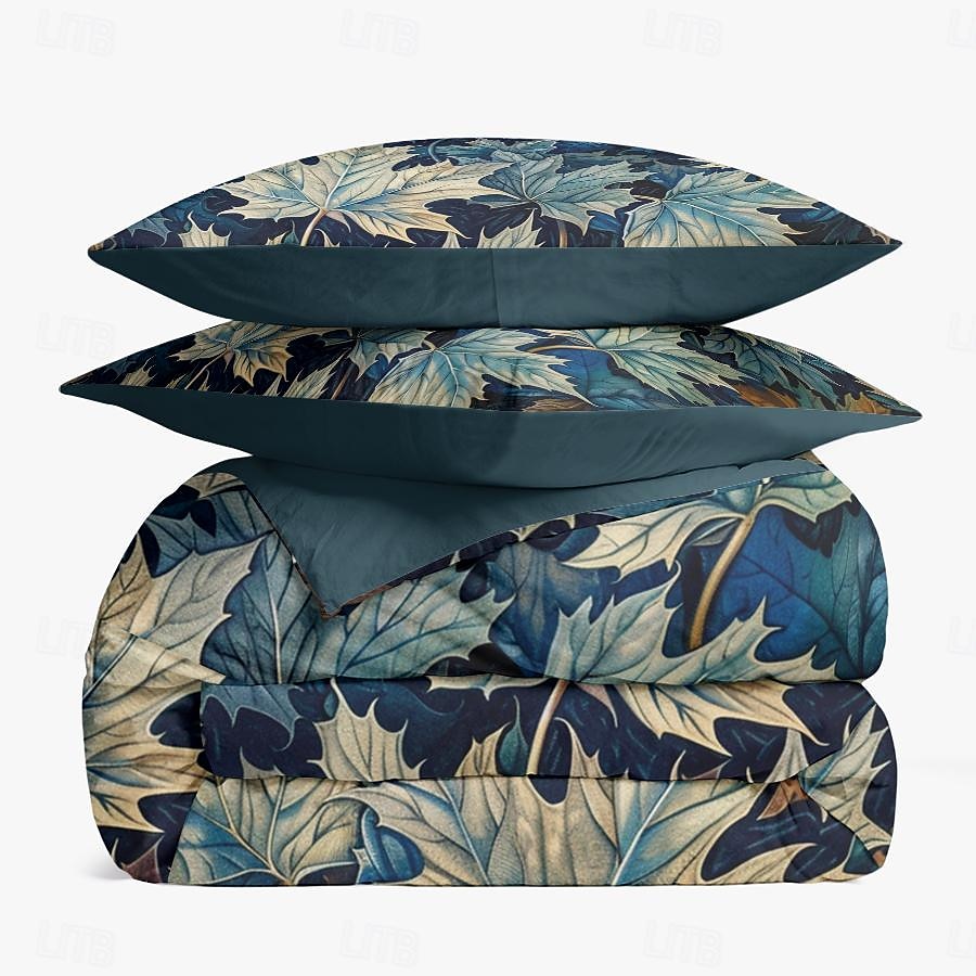 conjunto de capa de edredom botânica profunda - inclui capa de edredom e fronhas - design rico inspirado em plantas - tecido macio e confortável - perfeito para decoração elegante de quarto de 2025 por $60.99 –P3