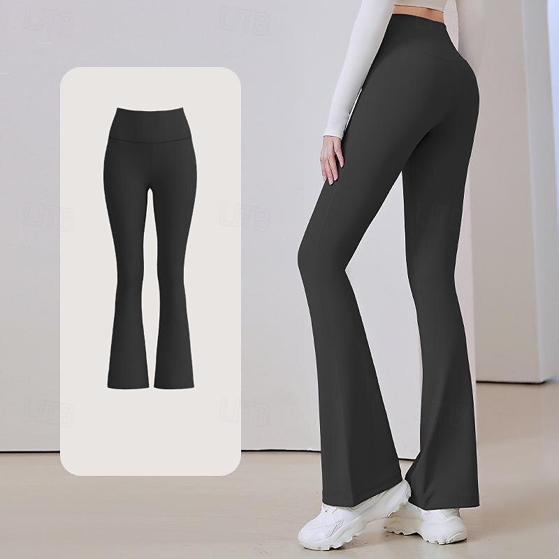 Dam Yogabyxor Utsvängda byxben Elastiskt midjeband Hög midja Yoga Gymträning Pilates Trikåer Mörkgrå Svart Blå sporter Sportkläder Elastisk Smal 2025 - $16.49 –P2