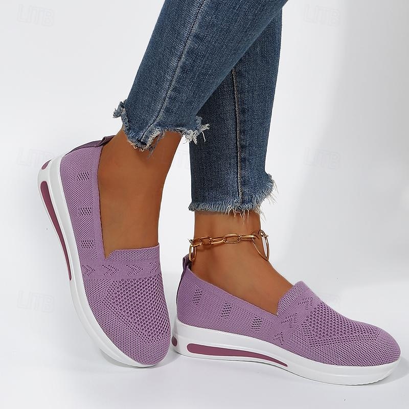 Pentru femei Adidași Mărime Plus Size Pantofi Flyknit Zilnic Mată Toc Platformă Vârf rotund Plimbare Sintetice Loafer Negru Albastru Închis Gri 2025 - $19.99 –P1