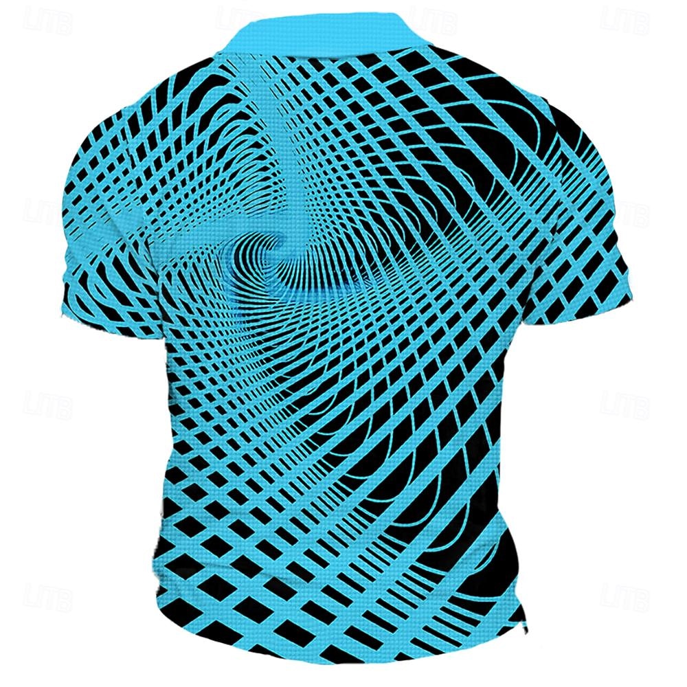 Herren Waffel-Poloshirts Golfshirt Kurzarm Polo-Shirts Hemden mit Kragen Urlaubskleidung Formelle Kleidung Festivalkleidung 3D-Druck Knöpfe Sommer Frühling Blau 2026 - $23.99 –P2