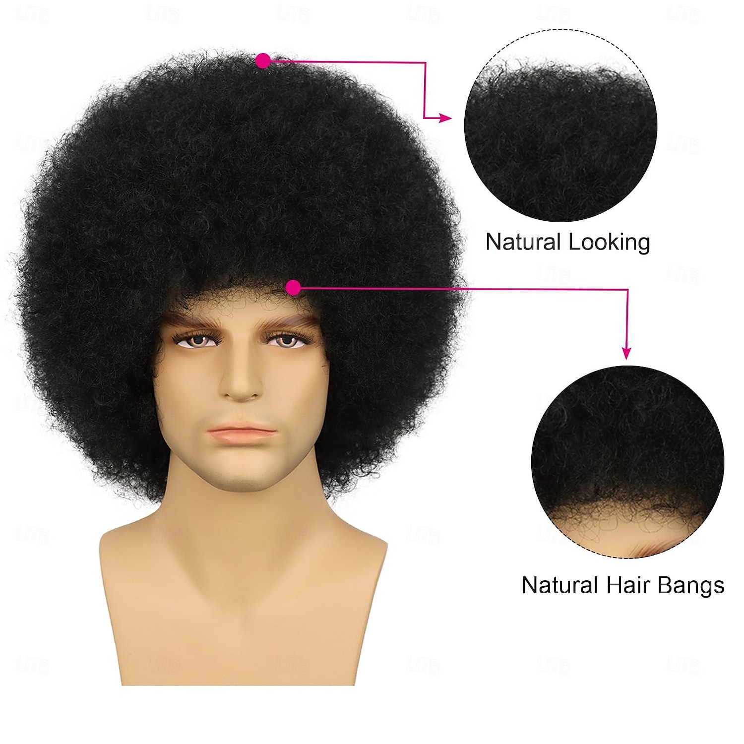 Włosy Afro Rock Disco z lat 70. dla Mężczyzn i Kobiet Bez Kleju Włosy do Noszenia i Wyjścia Krótkie Afro Kręcone Karnawałowe Syntetyczne Włosy na Codzienną Imprezę na Halloween 2025 - $17.99 –P4