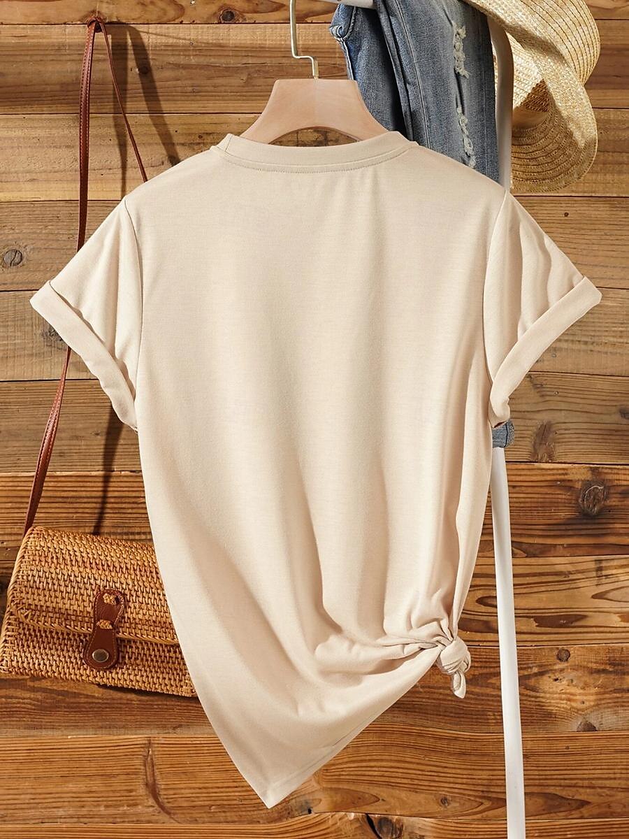 tricou damă tricou 100% bumbac zilnic casual cu mânecă scurtă de vară alb murdar 2025 - $27.99 –P2