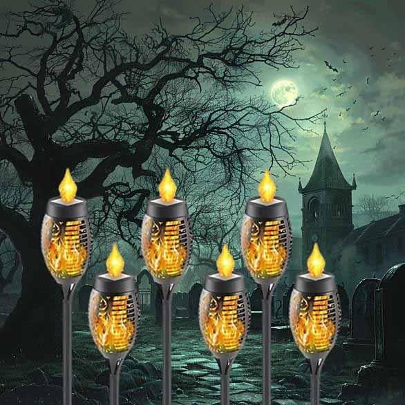lumini solare cu flacără pâlpâitoare în aer liber, lumini pentru căi de lanternă solară de Crăciun de Halloween, lampă rezistentă la apă, decorare peisaj, iluminare, decorare pentru exteriorul căii de grădină, grătare de camping 2025 - $11.49 –P3