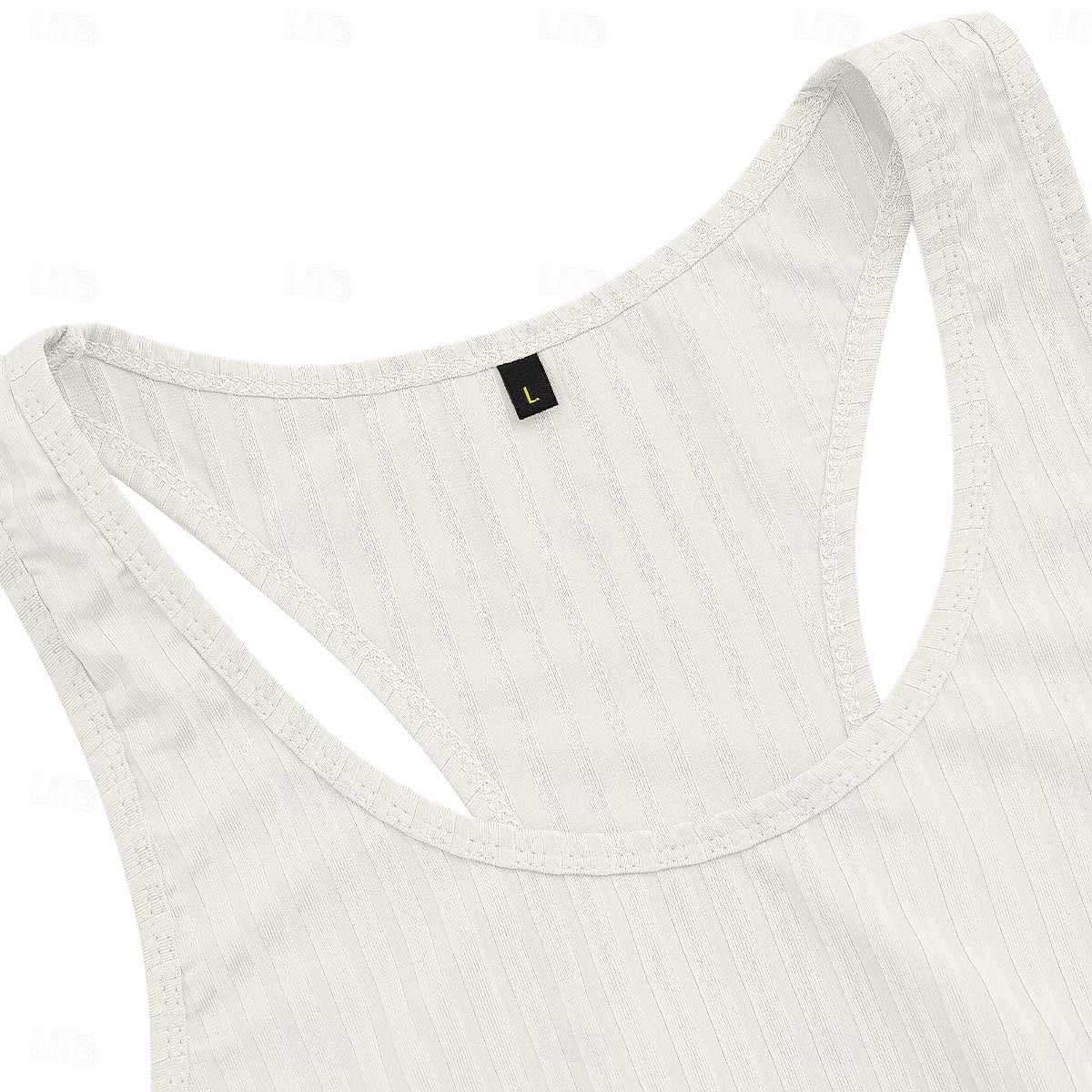 Per uomo Canotta Maglietta smanicata Canottiera Maglietta senza maniche Senza Maniche Collo a U Estate Primavera A righe Moda Streetwear Interno Palestra Sport Nero Bianco Blu marino scuro Maglietta del 2026 a $16.49 –P10