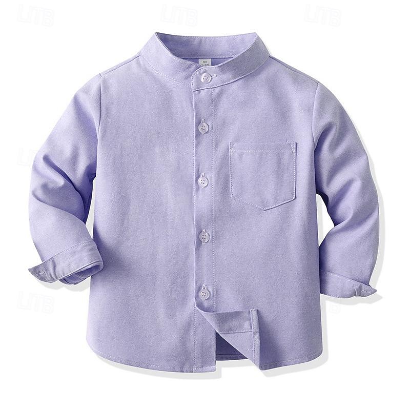 Jungen 3D Feste Farbe Hemden Langarm Sommer Frühling Modisch Basic kinderkleidung 4-12 Jahre Hemdkragen Outdoor Casual Täglich Regular Fit 2025 - $15.99 –P5