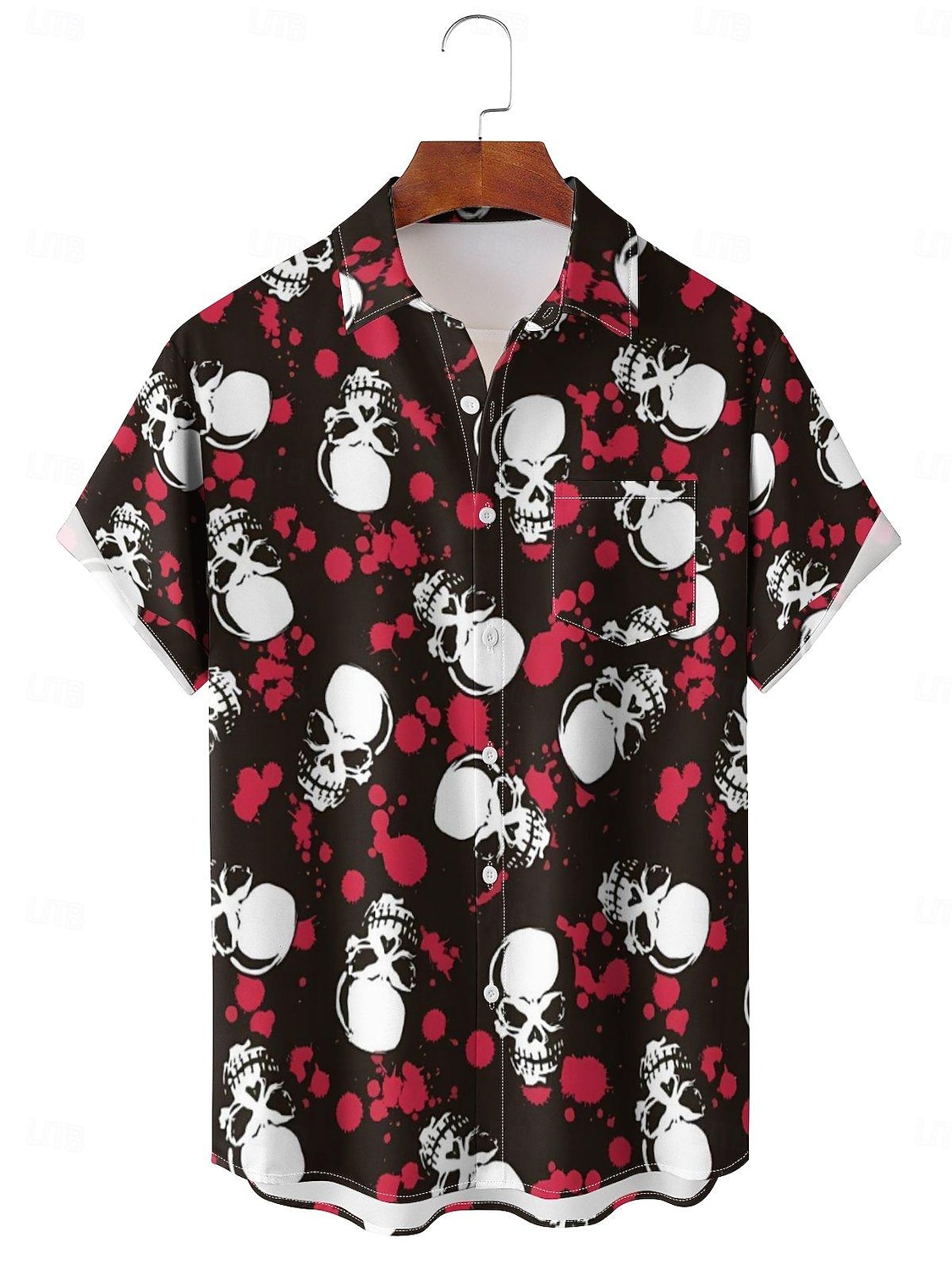 Per maschio Stampe Grafiche Costumi Halloween Maniche Corte Casual Uscire Weekend Primavera & Estate Colletto a Camicia Stampa Nero del 2025 a $23.99 –P1