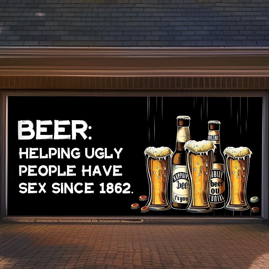 Outdoor Garage Door Cover Banner Beer Vintage Slogan Farmhouse Large Backdrop Decoration for Holiday Outdoor Garage Door Home Wall Decorations 2026 - $29.99 –P15