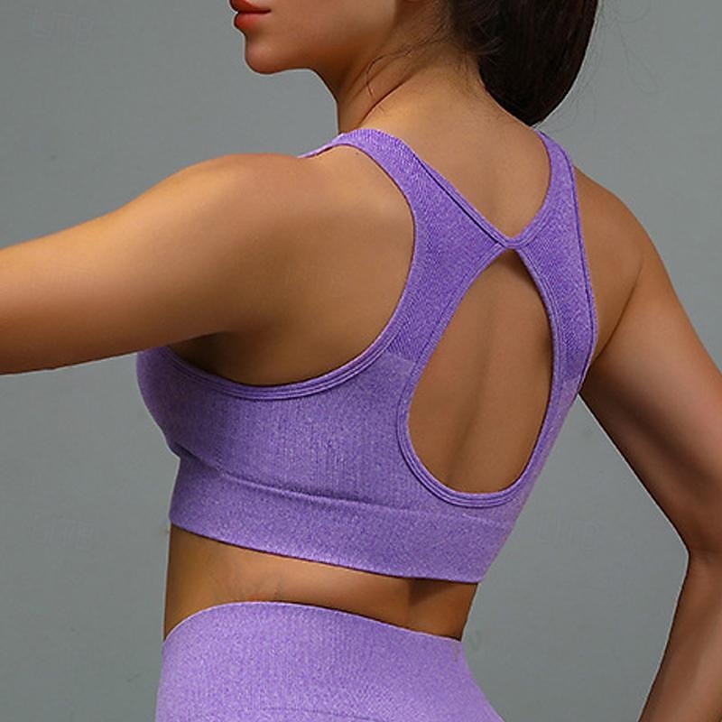 Dames Lichte ondersteuning Sport bh's Running BH Open achterkant Verwijderbare vulling Goede top Gewatteerd Fitness Recreatiesport Hardlopen Ademend Lichtgewicht Zacht Zwart Rood Marine Blauw Effen 2025 - $7.99 –P8