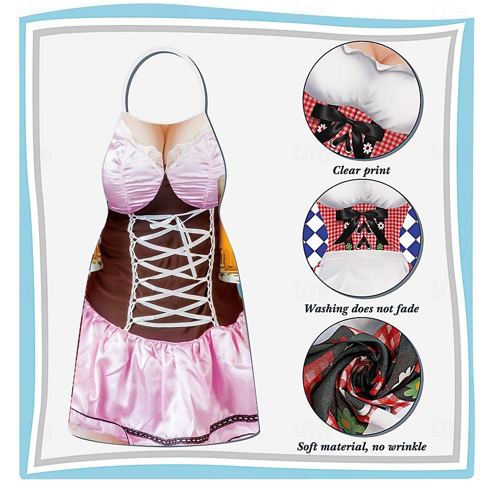 páry 2ks oktoberfest pivní zástěra dirndl trachtenkleider potisky legrační kostým oktoberfest pár bavorský kostým tradiční styl wiesn karneval látková zástěra halloween karneval 2025 - CAD $11.99 –P2