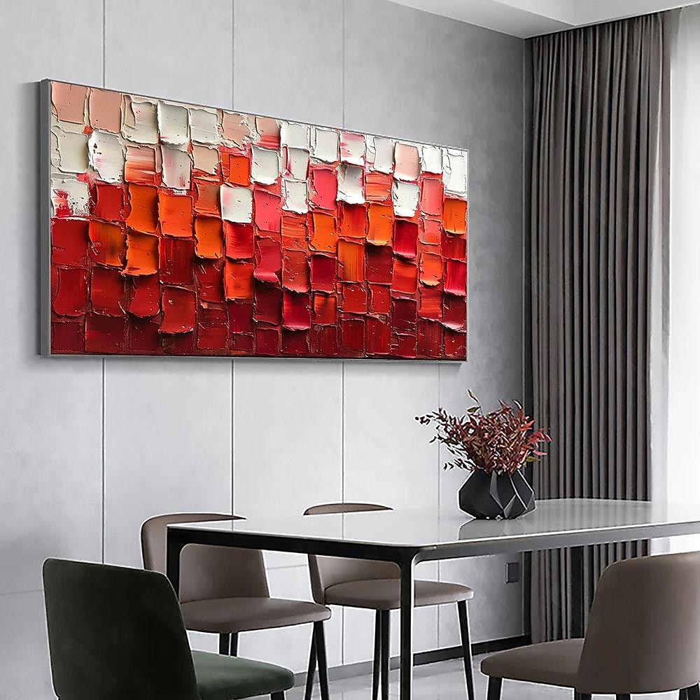 Hand Painted Abstract Red Oil Painting on Canvas Large Wall Art Original Textured Palette Knife Modern Trendy Minimalist Living Room Home Decor Unframed 2026 - $94.99 –P2