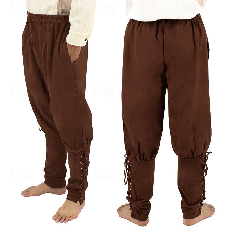 Retro Antiguo Medieval Renacimiento pantalones piratas Feria del Renacimiento caballero celta Ranger Color sólido Hombre Pirata Fantasía Víspera de Todos los Santos Carnaval Mascarada Rendimiento 2025 - $27.99 –P1