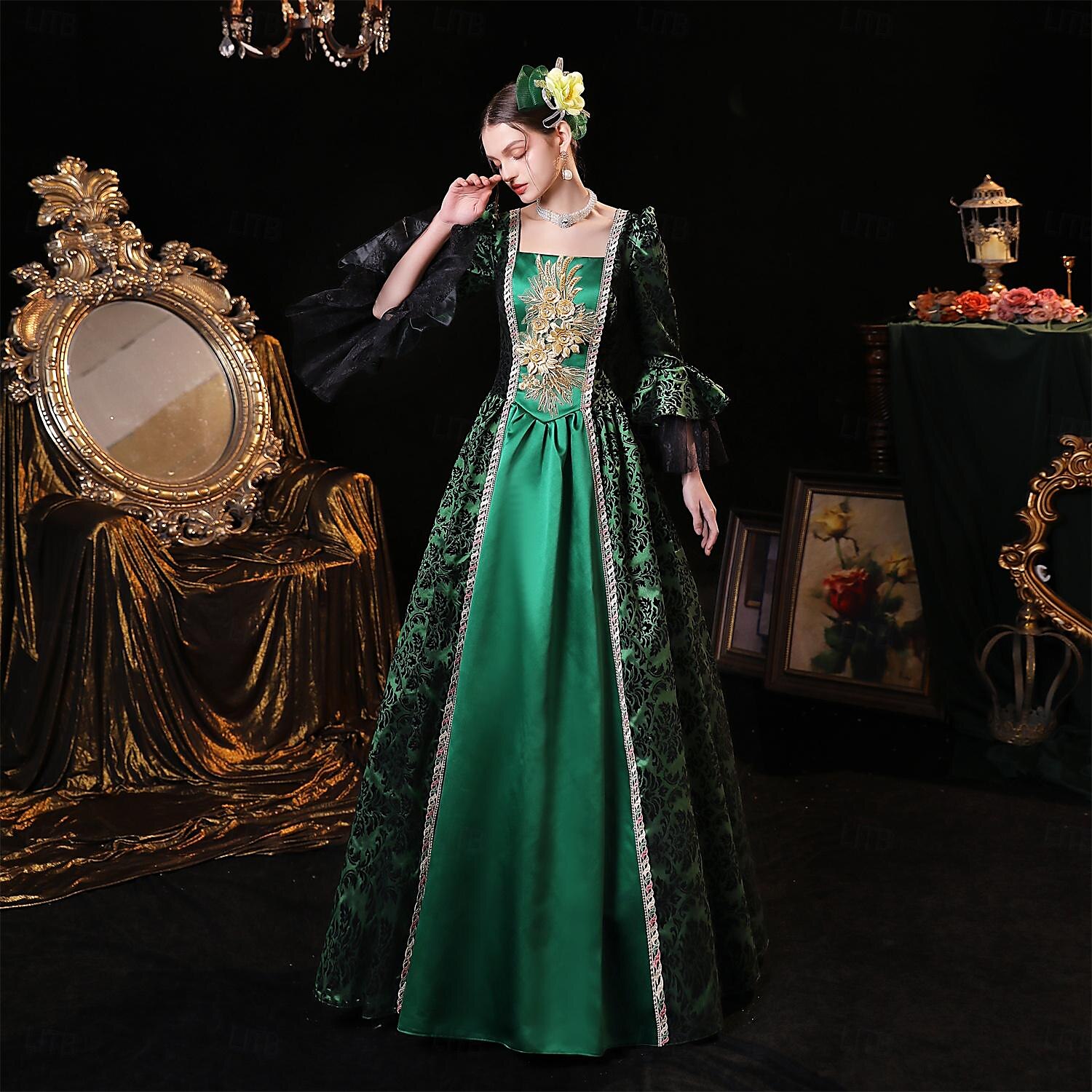 Gothic Victorian Vintage Inspired Dress Party Costume Prom Dress Princess Shakespeare Solid Color Ball Gown Women's Royal Halloween Carnival Valentine's Day Party Evening Party Masquerade Adults' 2025 - $196.99 –P1